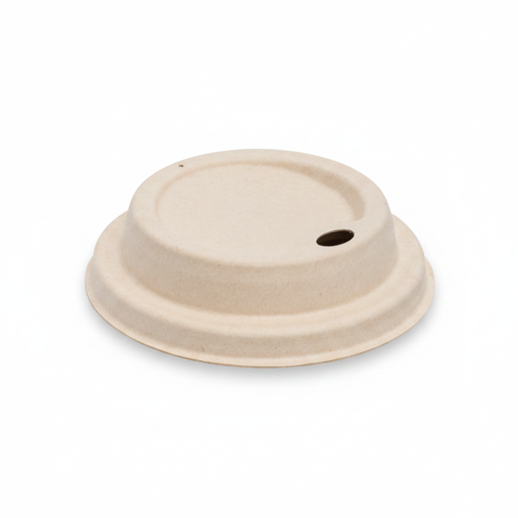 Karat Earth 80mm PFAS Free Bagasse Sipper Dome Lid for 8 oz. Hot Cup, Natural - 500 pcs