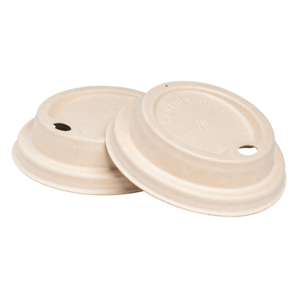 Karat Earth 80mm PFAS Free Bagasse Sipper Dome Lid for 8 oz. Hot Cup, Natural - 500 pcs