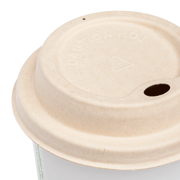 Karat Earth 80mm PFAS Free Bagasse Sipper Dome Lid for 8 oz. Hot Cup, Natural - 500 pcs