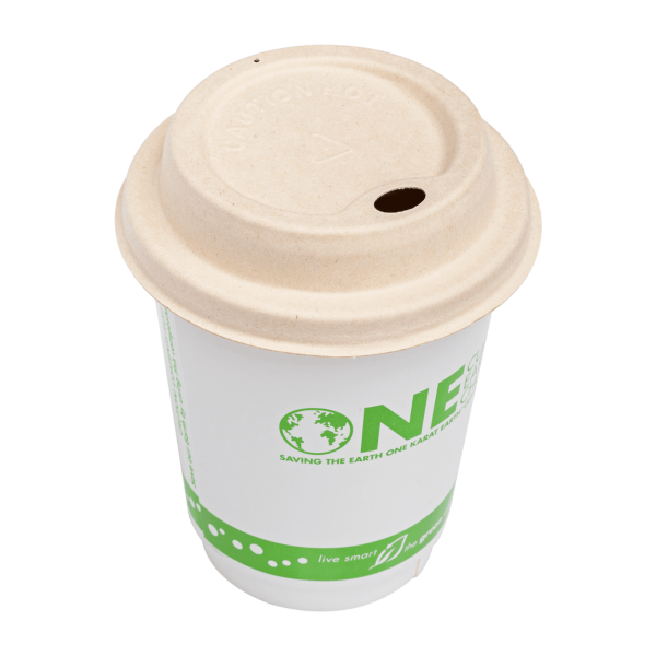 Karat Earth 80mm PFAS Free Bagasse Sipper Dome Lid for 8 oz. Hot Cup, Natural - 500 pcs