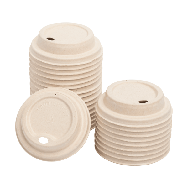 Karat Earth 80mm PFAS Free Bagasse Sipper Dome Lid for 8 oz. Hot Cup, Natural - 500 pcs