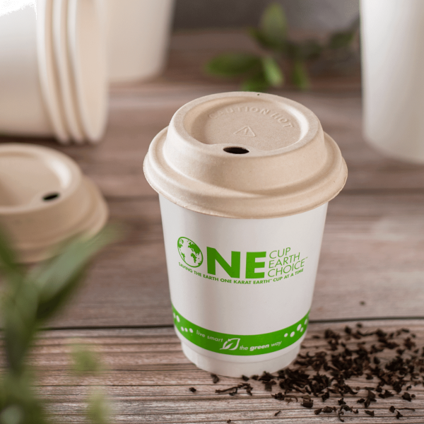 Karat Earth 80mm PFAS Free Bagasse Sipper Dome Lid for 8 oz. Hot Cup, Natural - 500 pcs