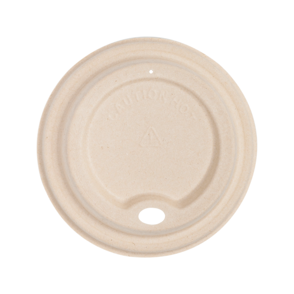 Karat Earth 90mm PFAS Free Bagasse Sipper Dome Lids for 10-24oz Hot Cups, Natural - 500 pcs