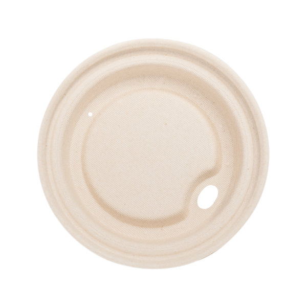 Karat Earth 90mm PFAS Free Bagasse Sipper Dome Lids for 10-24oz Hot Cups, Natural - 500 pcs