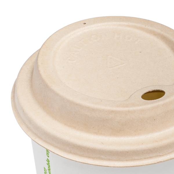 Karat Earth 90mm PFAS Free Bagasse Sipper Dome Lids for 10-24oz Hot Cups, Natural - 500 pcs