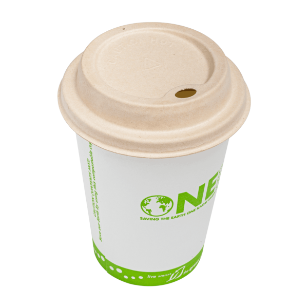 Karat Earth 90mm PFAS Free Bagasse Sipper Dome Lids for 10-24oz Hot Cups, Natural - 500 pcs