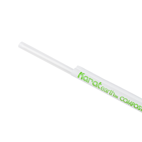 Karat Earth 8.75" Giant PLA Straw (7mm) Paper Wrapped, Clear - 2,500 pcs