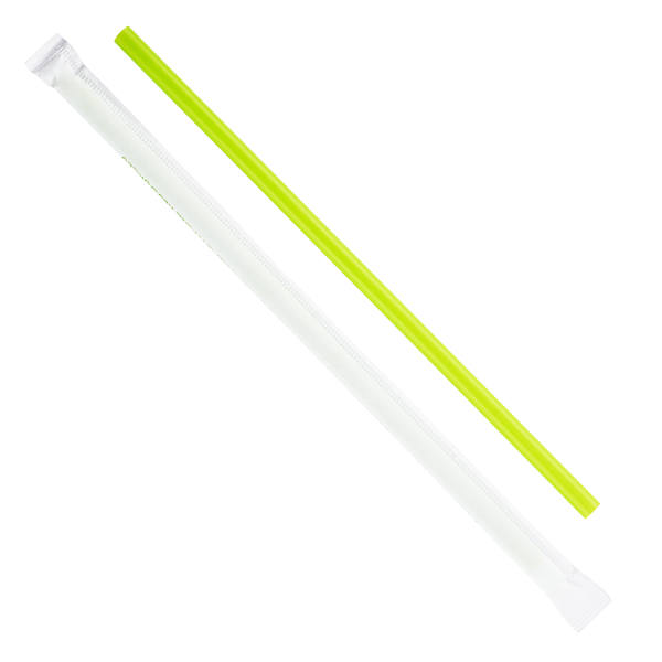 Karat Earth 8.75" Giant PLA Straw (7mm) Paper Wrapped, Green - 2,500 pcs