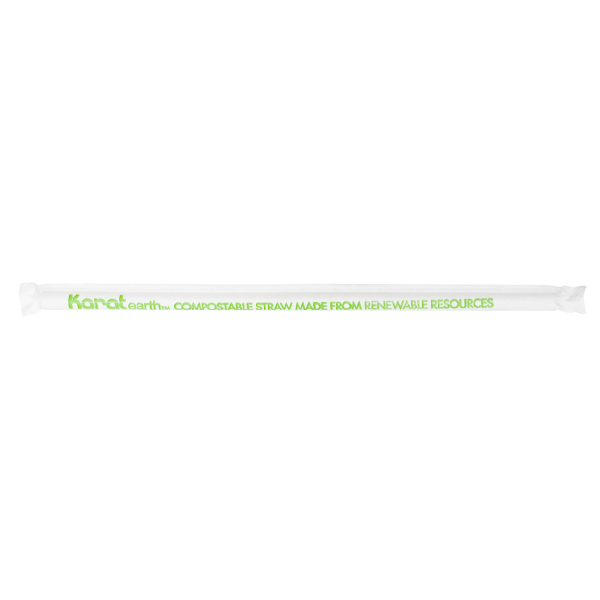 Karat Earth 8.75" Giant PLA Straw (7mm) Paper Wrapped, Clear - 2,500 pcs
