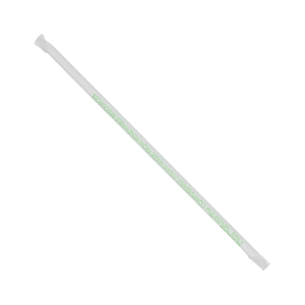 Karat Earth 10.25" Giant PLA Straw (7mm) Paper Wrapped, Clear - 1,200 pcs