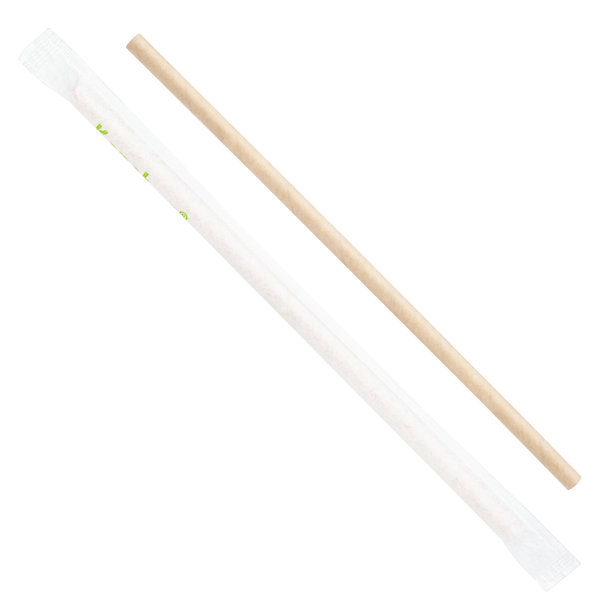 Karat Earth 7.75" Paper Jumbo Straw Paper Wrapped, Kraft - 2,000 pcs