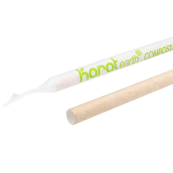 Karat Earth 7.75" Paper Jumbo Straw Paper Wrapped, Kraft - 2,000 pcs