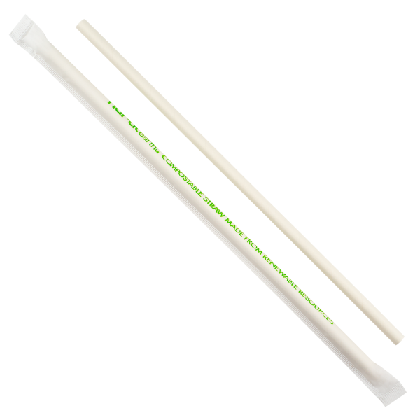 Karat Earth 9" Jumbo Paper Straw Wrapped, White - 1,200 pcs