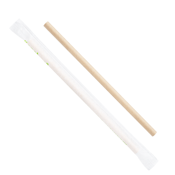 Karat Earth 7.75" Giant Paper Straw Paper Wrapped, Kraft - 2,000 pcs