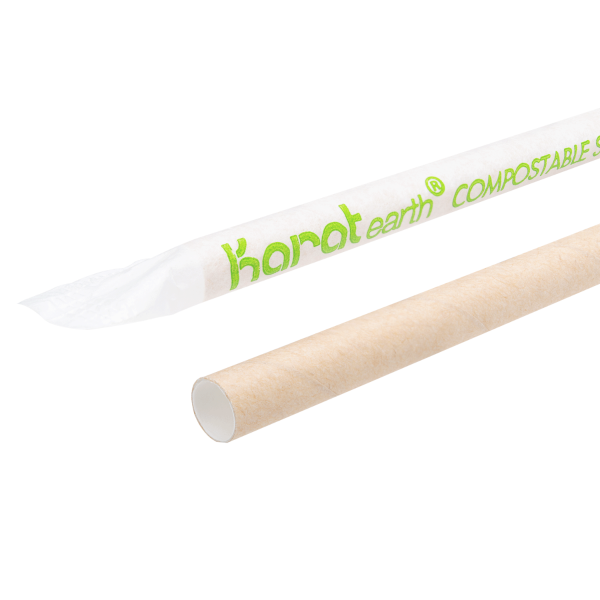 Karat Earth 7.75" Giant Paper Straw Paper Wrapped, Kraft - 2,000 pcs