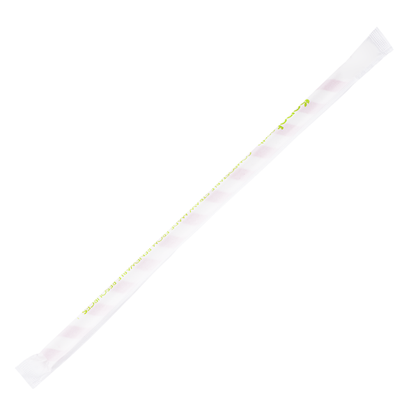 Karat Earth 9" Giant Paper Straw Wrapped, Red & White - 1,200 pcs