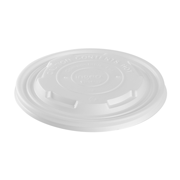 Karat Earth 114.6mm Compostable Flat Lids for 12-16oz Paper Food Container & 24-32oz Gourmet Food Container - 500 pcs