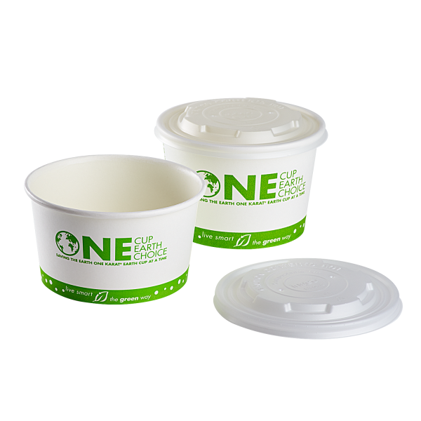Karat Earth 114.6mm Compostable Flat Lids for 12-16oz Paper Food Container & 24-32oz Gourmet Food Container - 500 pcs
