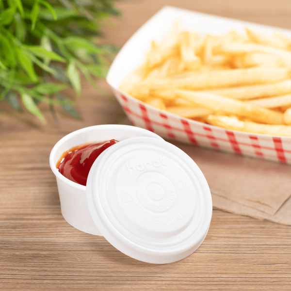 Karat Earth 62mm Compostable Flat Lid for 2 oz Eco-Friendly Paper Portion Cup - 2,000 pcs