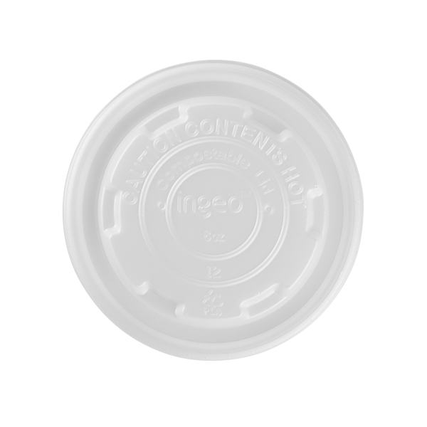 Karat Earth 90.8mm Compostable Flat Lids for 6-10 oz Paper Food Container, White - 1,000 pcs