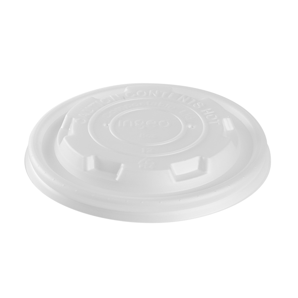 Karat Earth 90.8mm Compostable Flat Lids for 6-10 oz Paper Food Container, White - 1,000 pcs