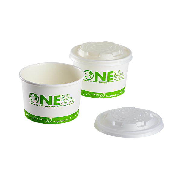 Karat Earth 90.8mm Compostable Flat Lids for 6-10 oz Paper Food Container, White - 1,000 pcs