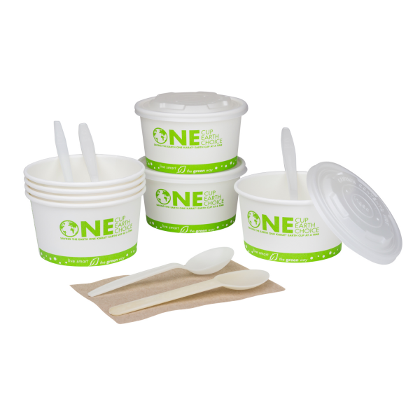 Karat Earth 12oz Eco-Friendly Paper Food Containers (114.6mm), Generic Print - 500 pcs