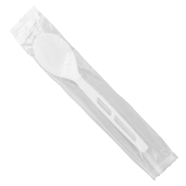 Karat Earth Heavy Weight CPLA Compostable Tea Spoon Wrapped, White - 750 pcs