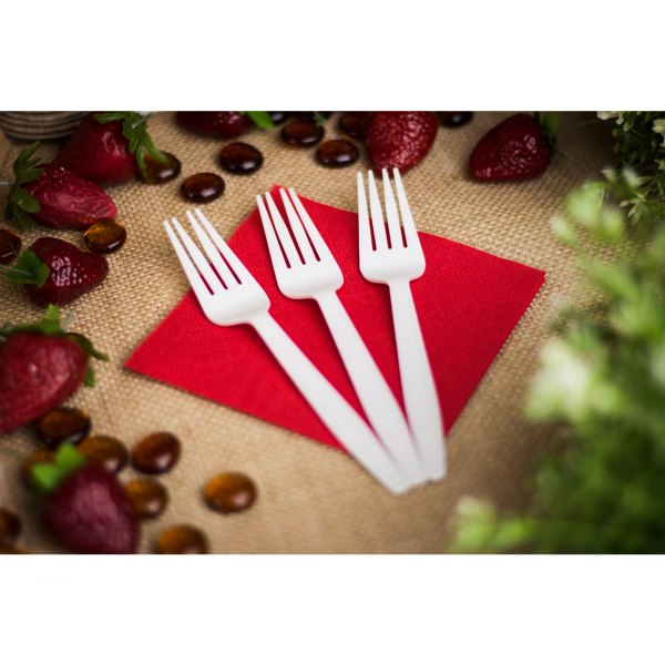 Karat Earth PLA Medium-Heavy Weight Compostable Forks Bulk Box, Natural - 1,000 pcs