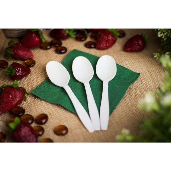 Karat Earth PLA Medium-Heavy Weight Compostable Tea Spoons Bulk Box, Natural - 1,000 pcs