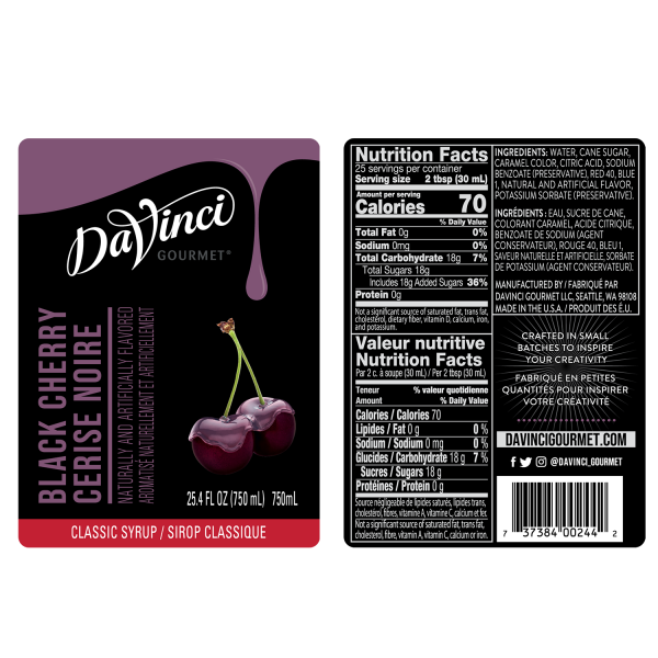 DaVinci Classic Black Cherry Syrup - Bottle (750mL)
