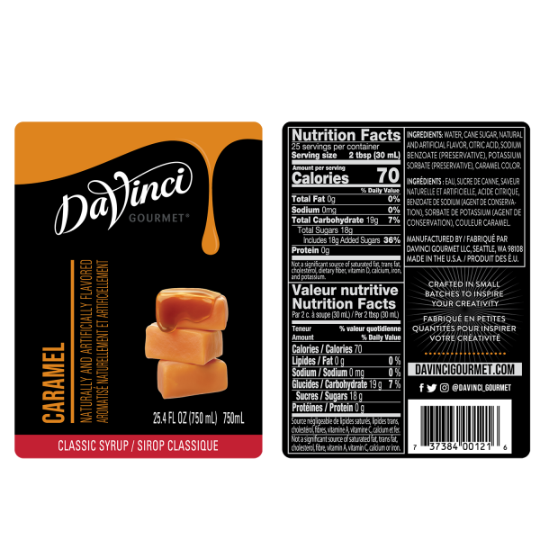 DaVinci Classic Caramel Syrup - Bottle (750mL)