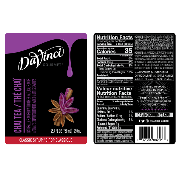 DaVinci Classic Chai Tea Concentrate - Bottle (750mL)