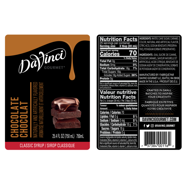 DaVinci Classic Chocolate Syrup - Bottle (750mL)