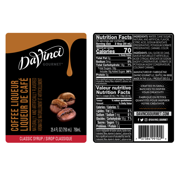 DaVinci Classic Coffee Liqueur Syrup - Bottle (750mL)