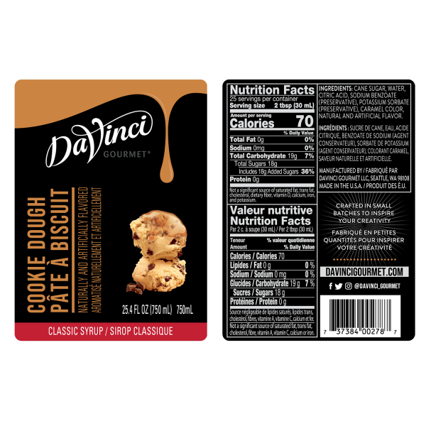 DaVinci Classic Cookie Dough Syrup - Bottle (750mL)