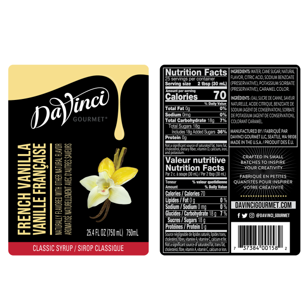 DaVinci Classic French Vanilla Syrup - Bottle (750mL)