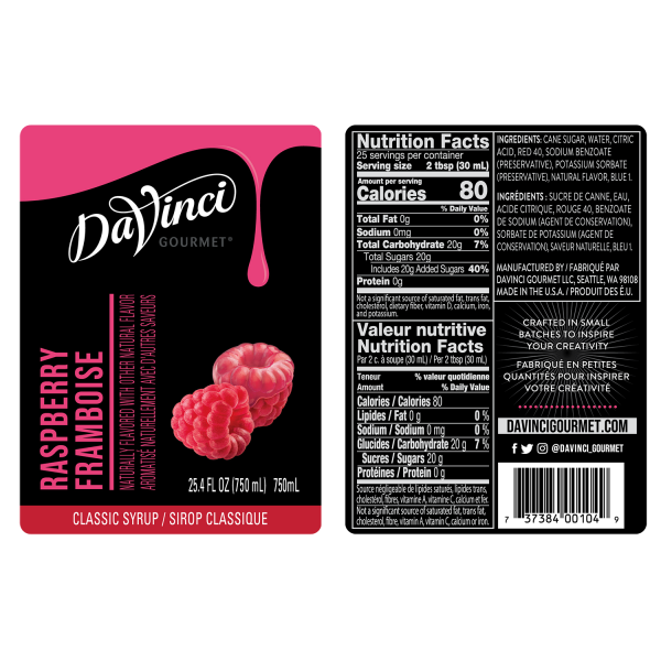 DaVinci Classic Raspberry Syrup - Bottle (750mL)