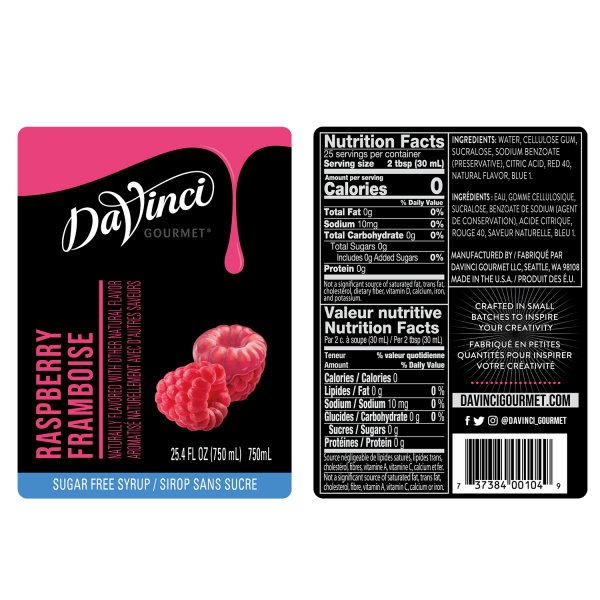 DaVinci Sugar Free Raspberry Syrup - Bottle (750mL)