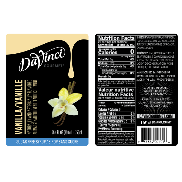 DaVinci Sugar Free Vanilla Syrup - Bottle (750mL)