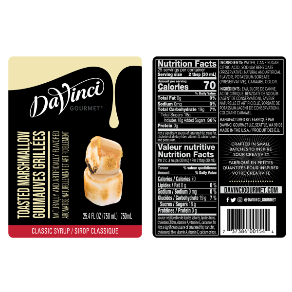 DaVinci Classic Toasted Marshmallow Syrup - Bottle (750mL)