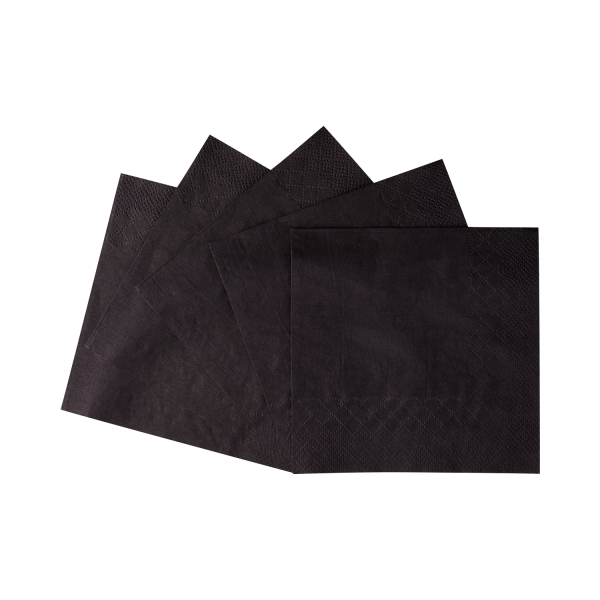 [4,000 ct] 9.5" x9.5" Beverage Napkins, Black