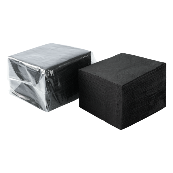 [4,000 ct] 9.5" x9.5" Beverage Napkins, Black