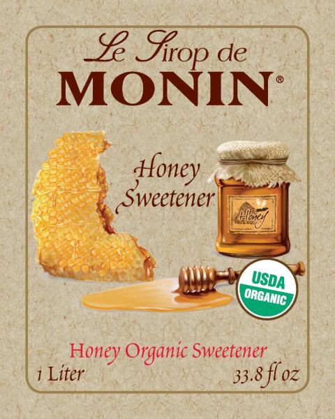 Monin Organic Honey Sweetener Syrup - Bottle (1L)