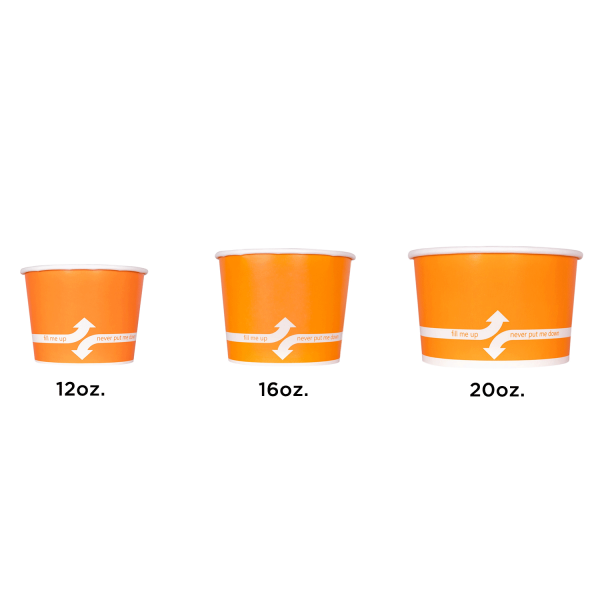 [600 ct] 20 oz Paper Food Containers | 127 mm | Orange