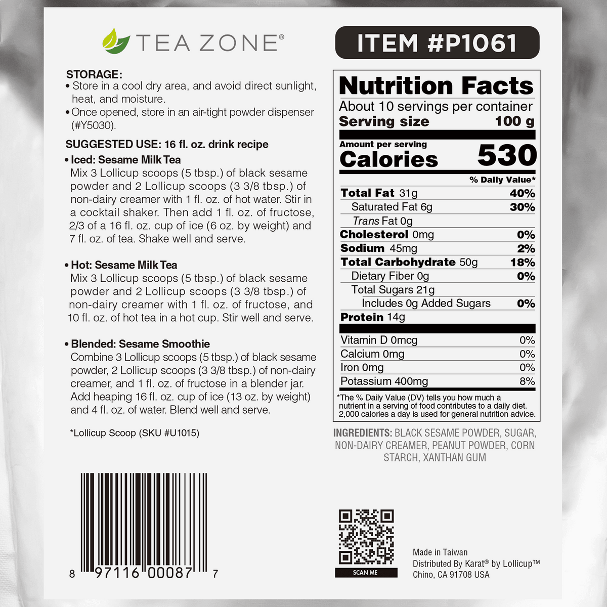 Black Sesame Powder - Bag (2.2 lbs)
