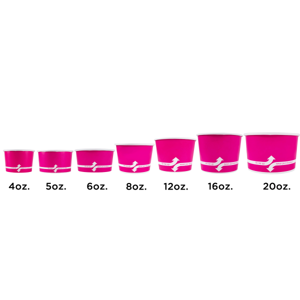 [600 ct] 20 oz Paper Food Containers | 127 mm | Pink
