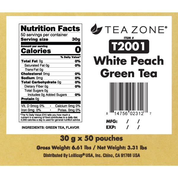 White Peach Green Tea - Case of 50 bags