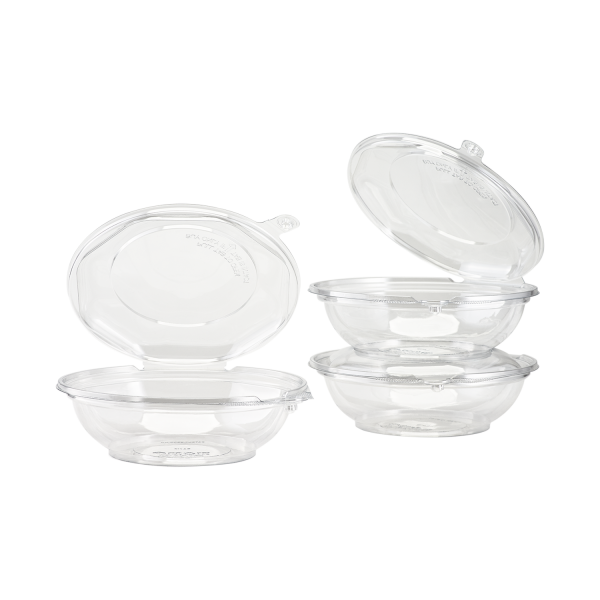 [240 sets] 16 oz Disposable Tamper Resistant Hinged Salad Bowls | PET