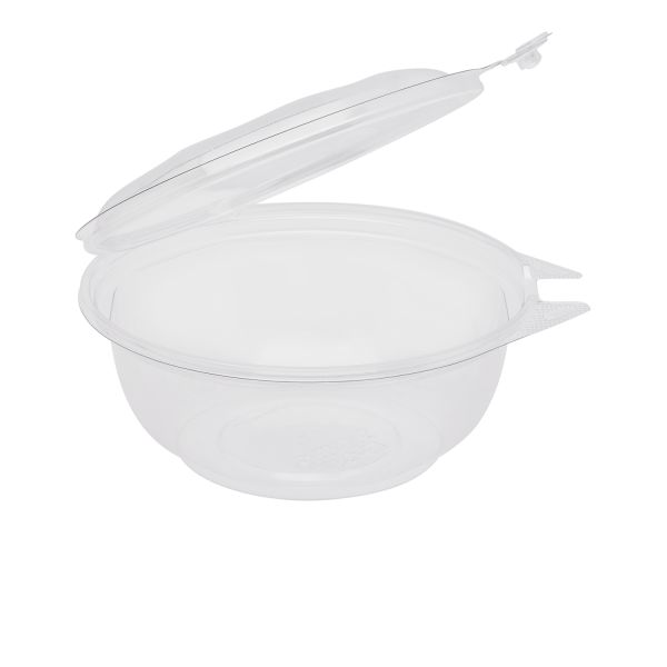 [240 sets] 24 oz Disposable Tamper Resistant Hinged Salad Bowls | PET